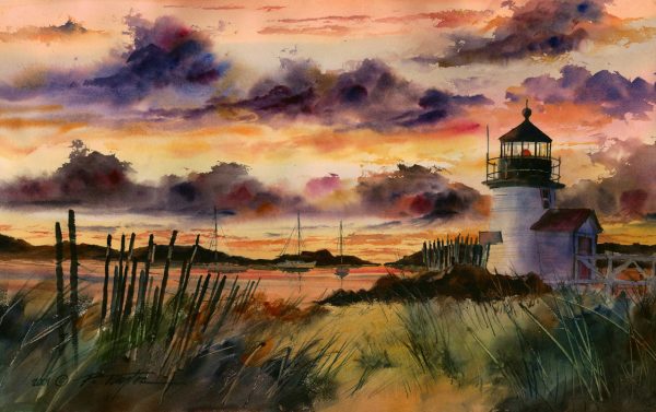 Fine Art Giclée print of a lighthouse on Nantucket Is.