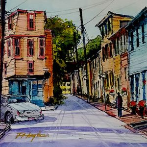 Original watercolor and ink of Pinkney Street in Annaoplis MD