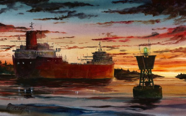 Fine Art Giclée print of a freighter in sunrise