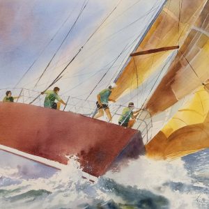 Original watercolor of a sailboat